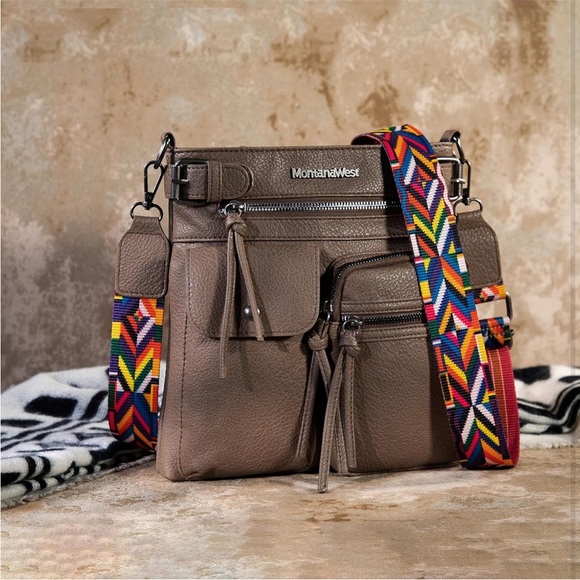 Leather multi pocket crossbody purse - Picture 2 of 6